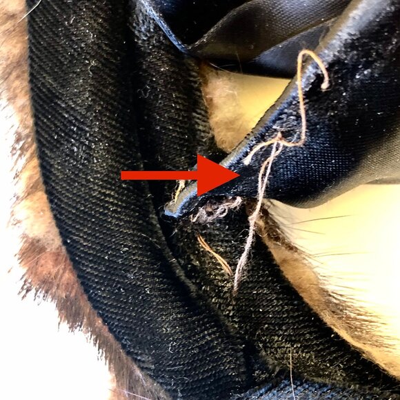 Vintage 1950's Brown Mink Capulet Style Hat with Black Center Bow - Picture 9 of 11